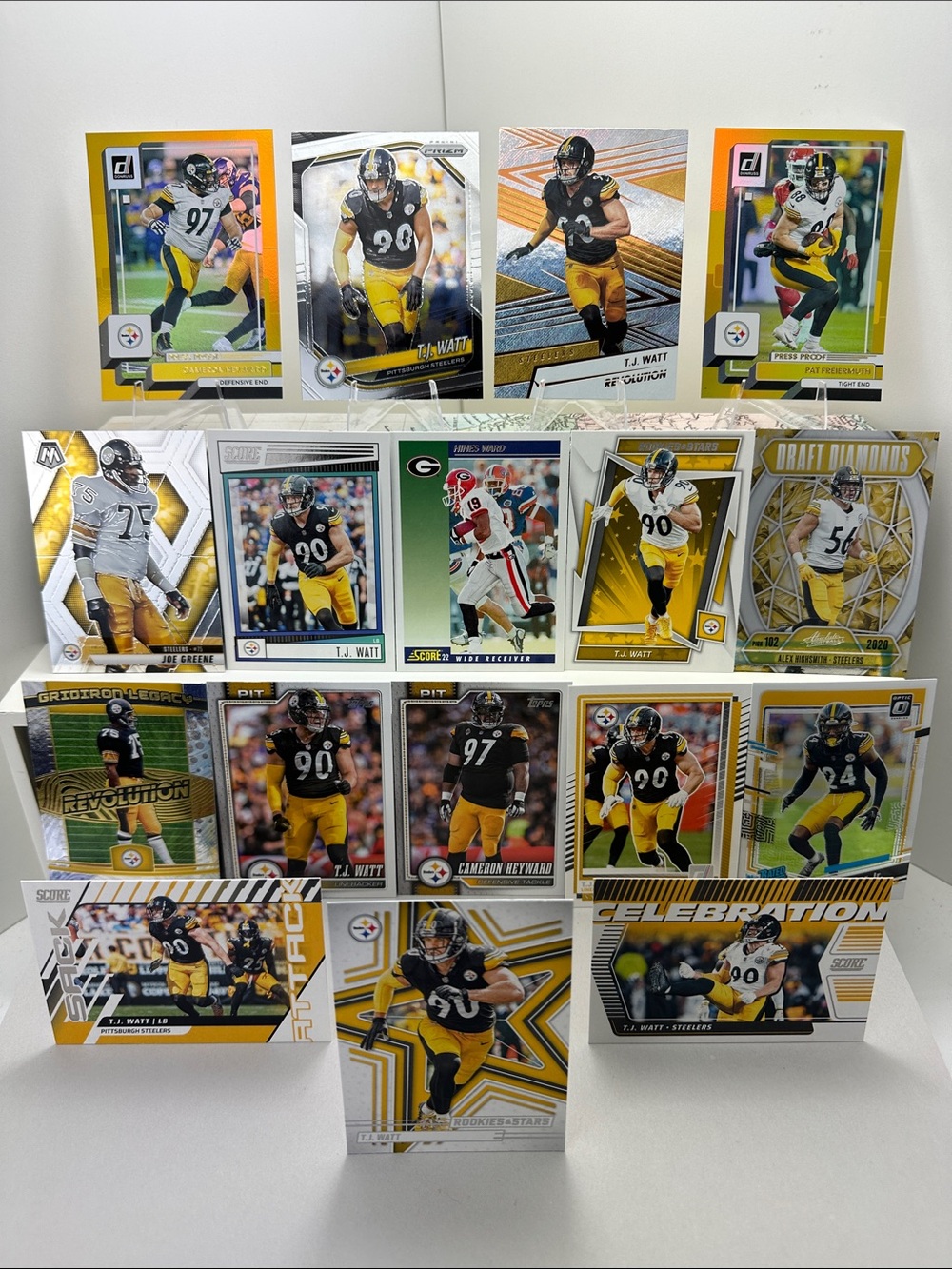 TJ Watt Steelers lot of 17 w/ Cam Heyward/Freiermuth & Joe Greene/Hines Ward